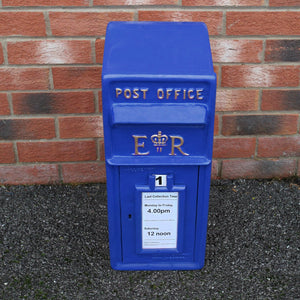 Cassetta Postale per le Lettere in Stile Britannico Inglese in Ghisa da Esterno Bocchetta Lettere Standard UK - con Piedistallo - Blu