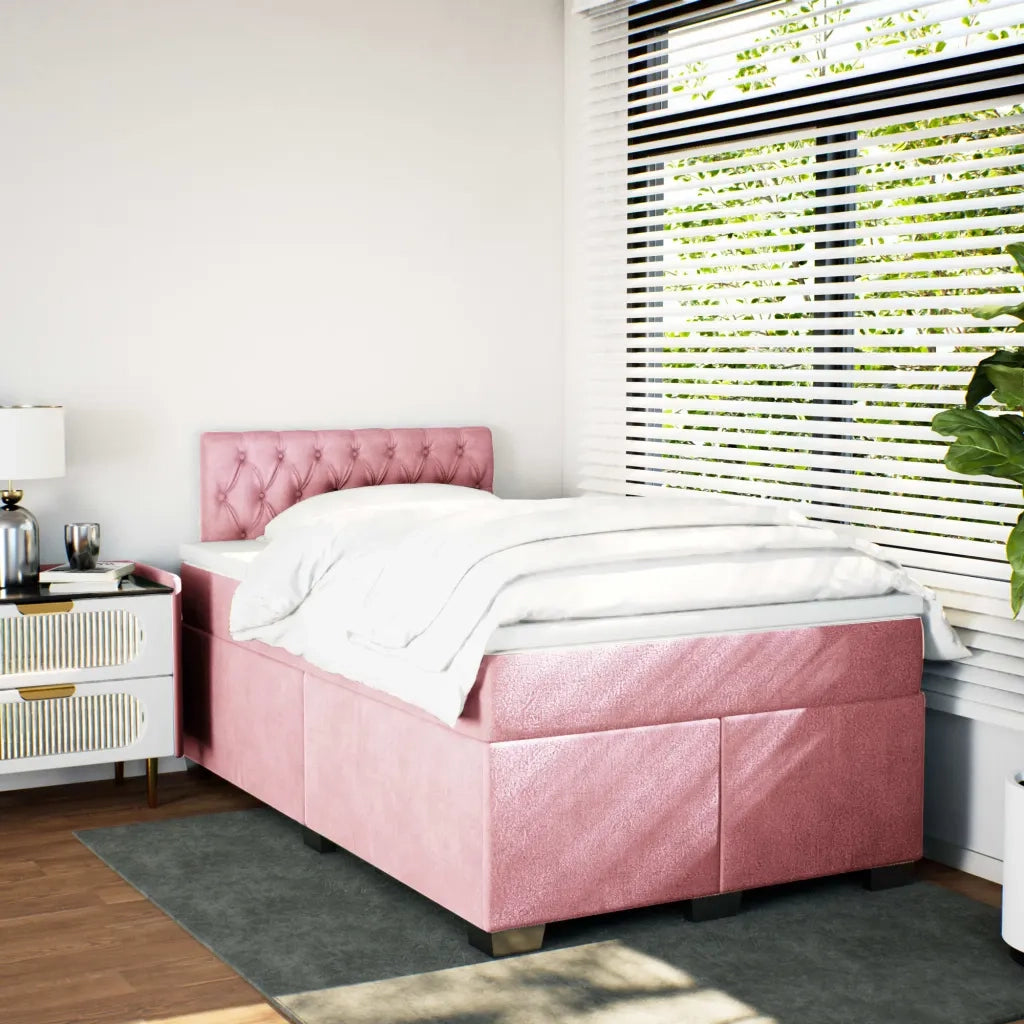 Giroletto a Molle con Materasso Rosa 120x200 cm in Velluto 3288593
