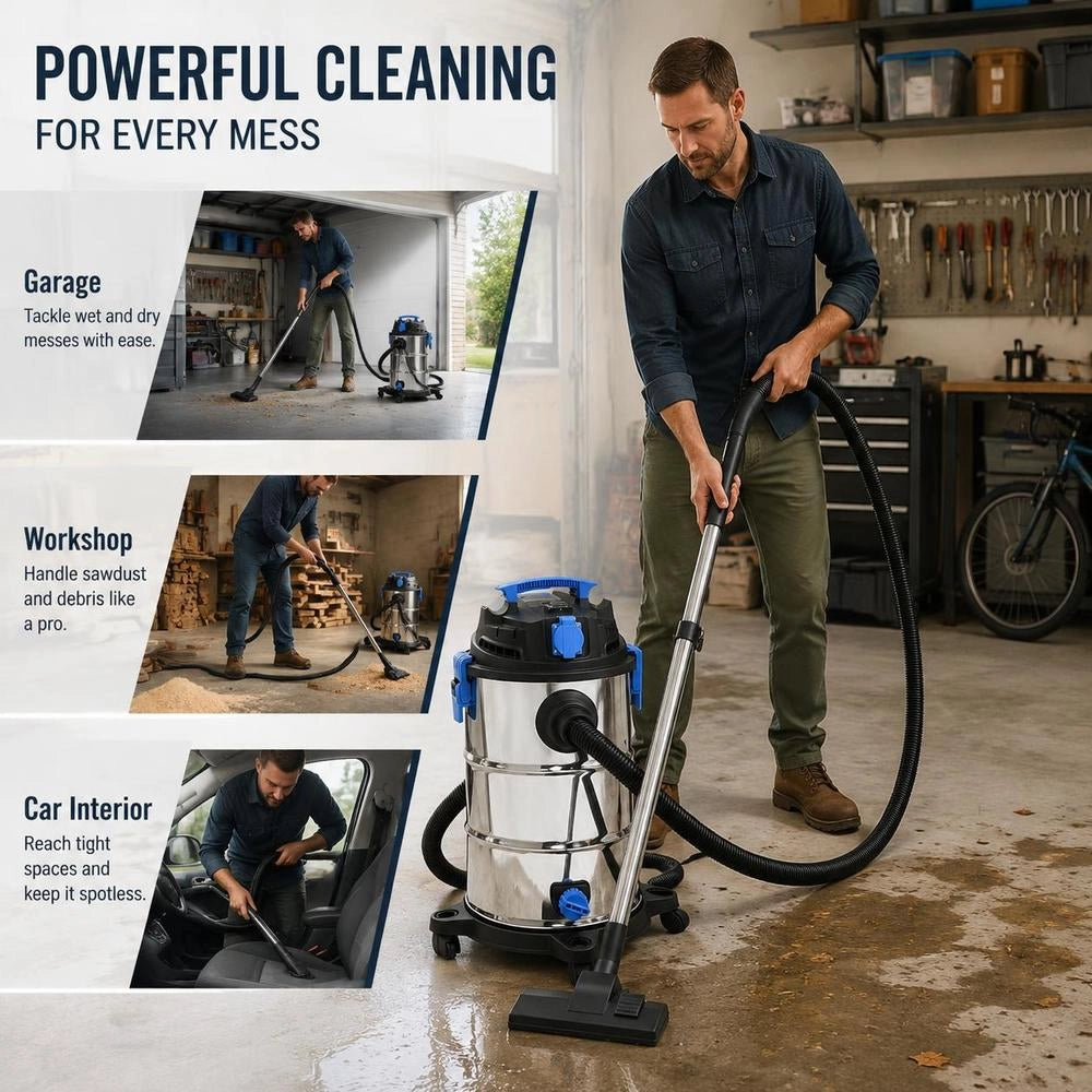 Wet And Dry Vacuum Cleaner 1200 W 30 L Silver