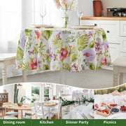 Tappeto da tavolo circolare di circa 120 cm, lavabile, impermeabile, stoffa resistente con fiori rossi e piante tropicali per cucina, sala da pranzo, tavolo da pranzo, tavolo salotto, tavolo da giardino, tavolo da birra
