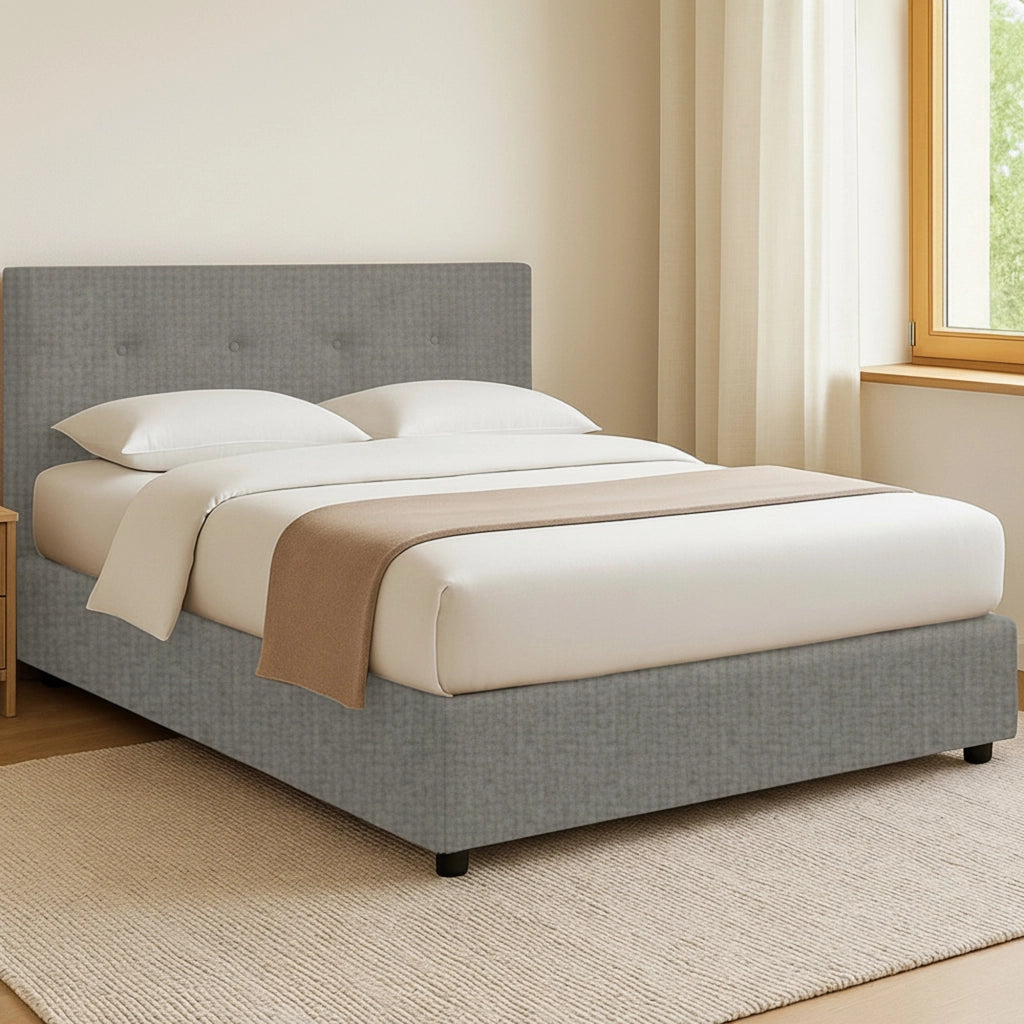 Oxford, Letto Matrimoniale Sfoderabile Made in Italy, Grigio Cenere