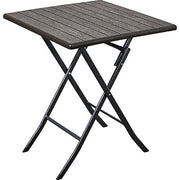 TAVOLO WOOD DOMUS  HDPE MARRONE/ACCIAIO CM 62X62 H.CM 74