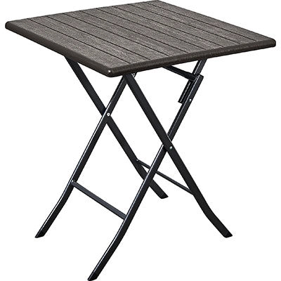 TAVOLO WOOD DOMUS  HDPE MARRONE/ACCIAIO CM 62X62 H.CM 74