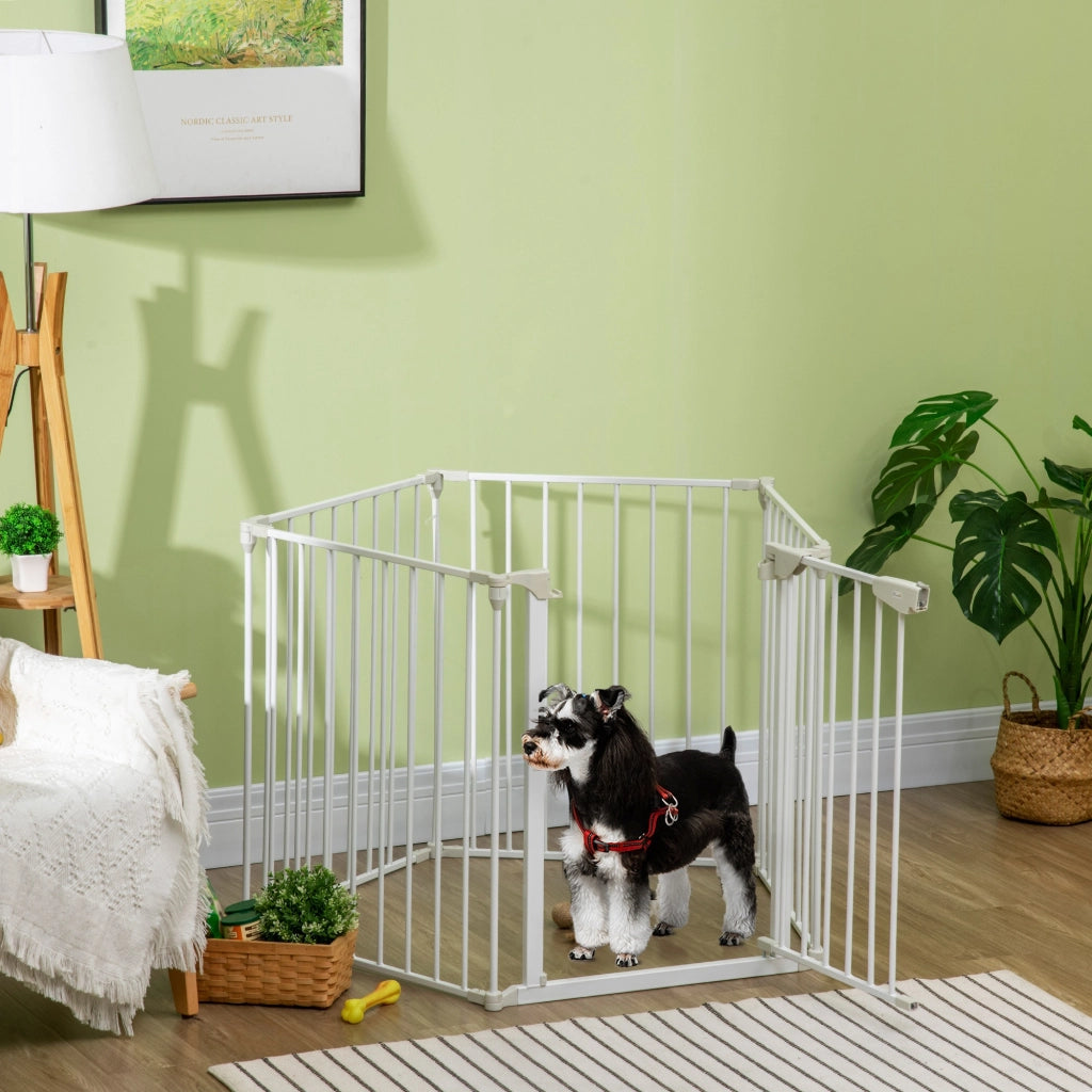 Cancellino per Cani Regolabile e Pieghevole ¨C zephmum ¨C Bianco 300x74.5 cm