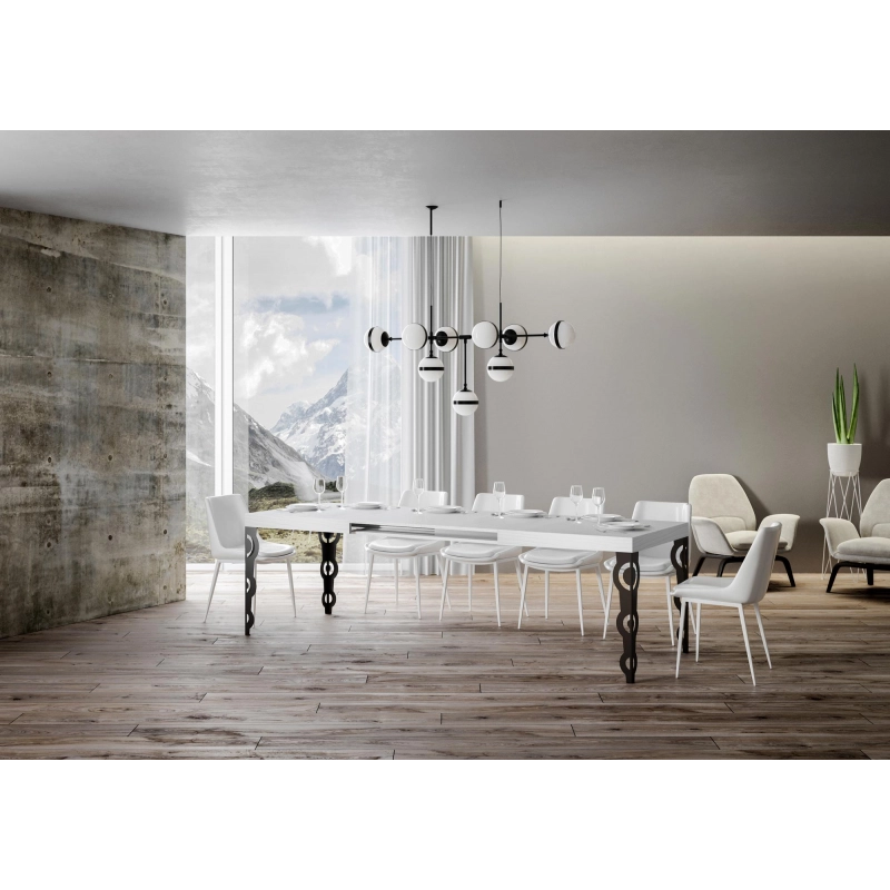 Tavolo allungabile 90x130/234 cm Karamay telaio Antracite - Bianco Frassino