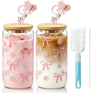 Set di bicchieri da cocktail 2 pezzi - bicchiere da cocktail con tappo - bicchiere da cocktail con manico di canna - bicchiere in vetro borosilicato - 500ml - Design estetico - bicchiere in vetro