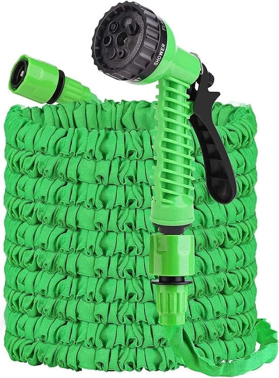Serpentino flessibile per giardino, tubo flessibile per irrigazione, 15 m, tubo flessibile per giardino con 7 funzioni, doppio getto per autolavaggio, doppio getto per lavaggio animali