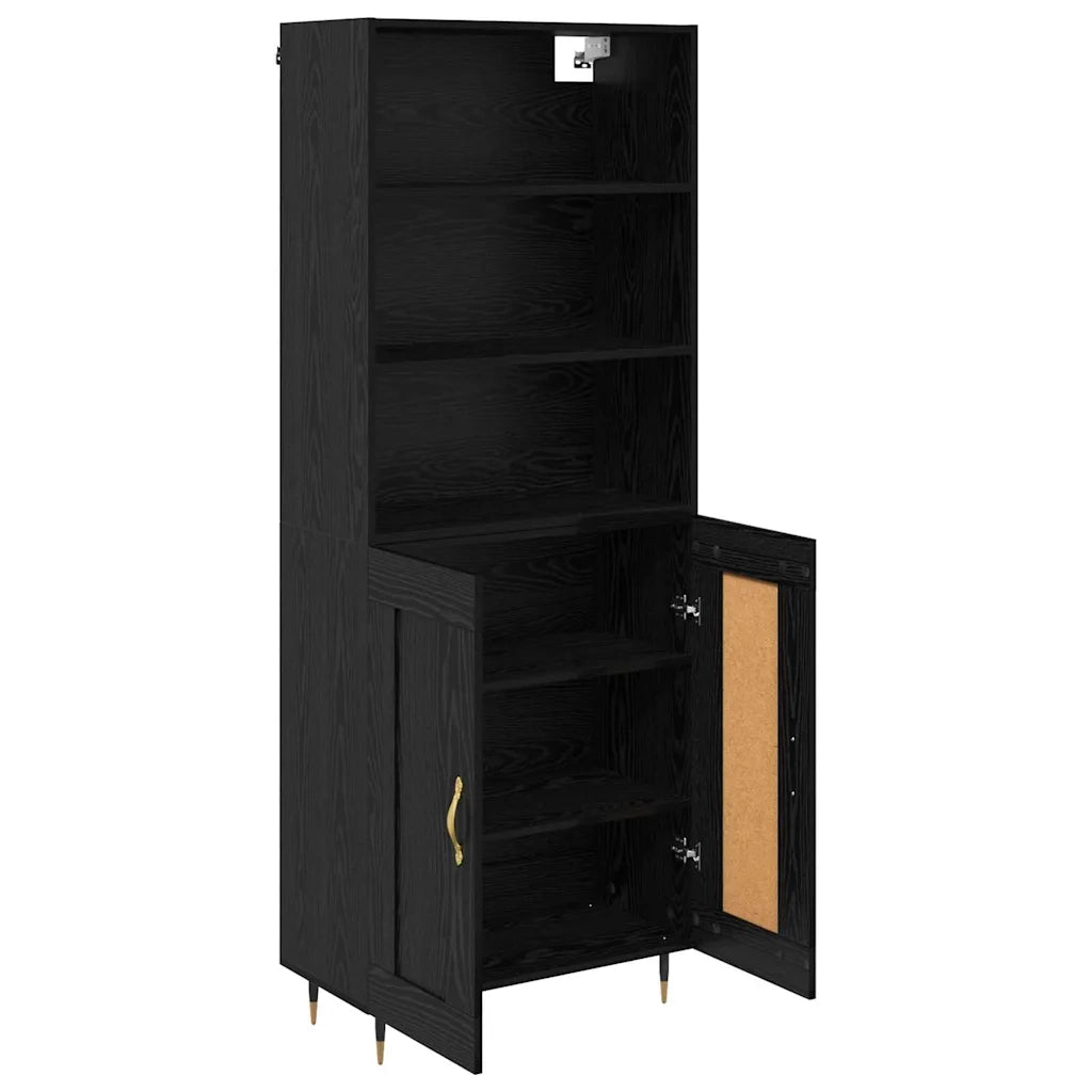 Credenza-Buffet-Armadio da cucina Rovere nero 69,5 x 34 x 180 cm Legno multistrato 528292