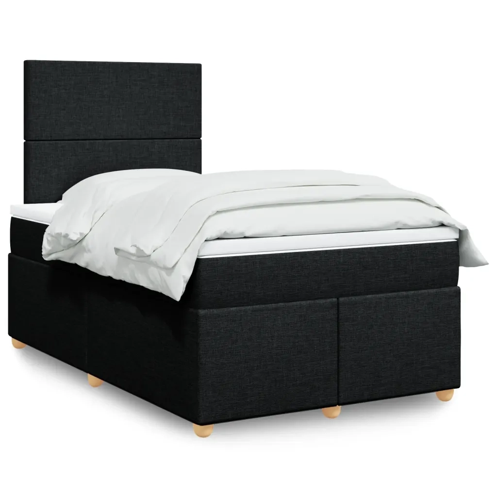 Giroletto a Molle con Materasso Nero 120x200 cm in Tessuto