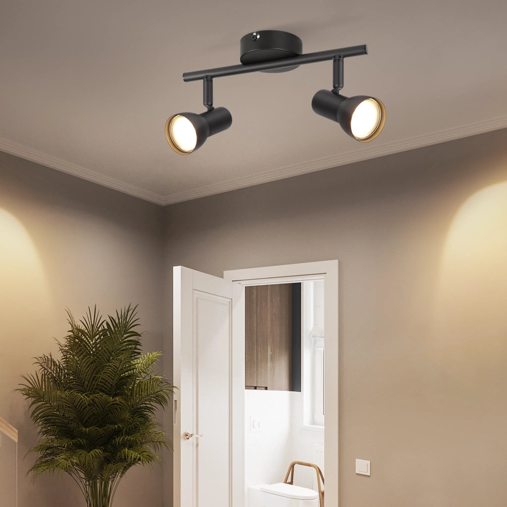 ZMH Faretto da soffitto neri 1 luce GU10 orientabili 350° metallo design moderno senza lampadina