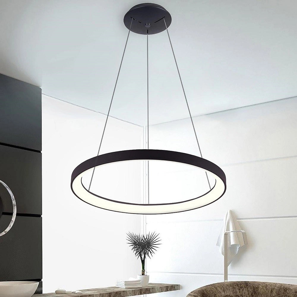 Trade Shop - Lampadario Pendente Led 42 W Cct Lampada Sospensione Circolare 58cm Luci Ufficio -