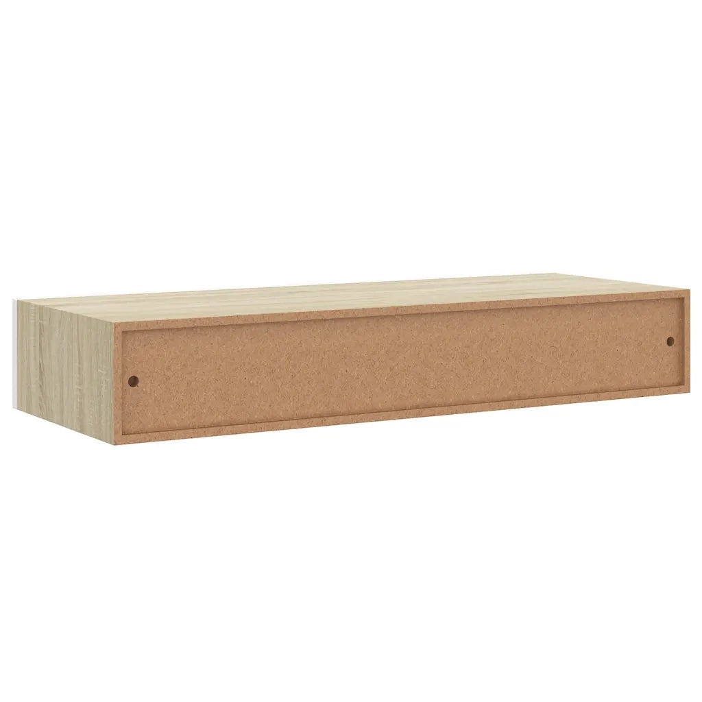 Mensola a muro con cassetti in rovere e bianco 60x23,5x10 cm MDF 330263