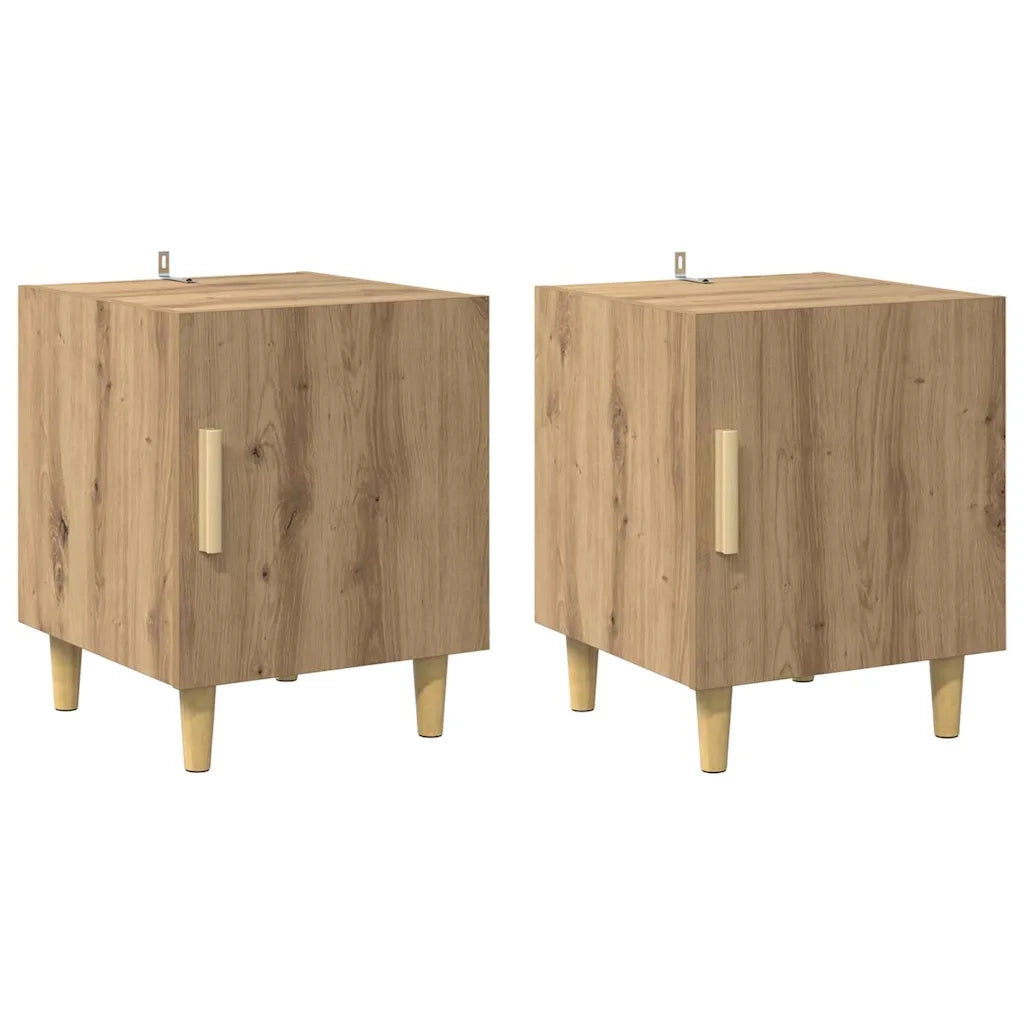 Set di 2 Comodini | Armadio da Notte | Mobiletto da notte Rovere artigianale 40 x 40 x 50 cm