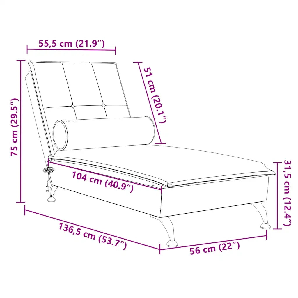 Chaise Longue Massaggi con Capezzale Grigio Scuro in Velluto CFW9750921
