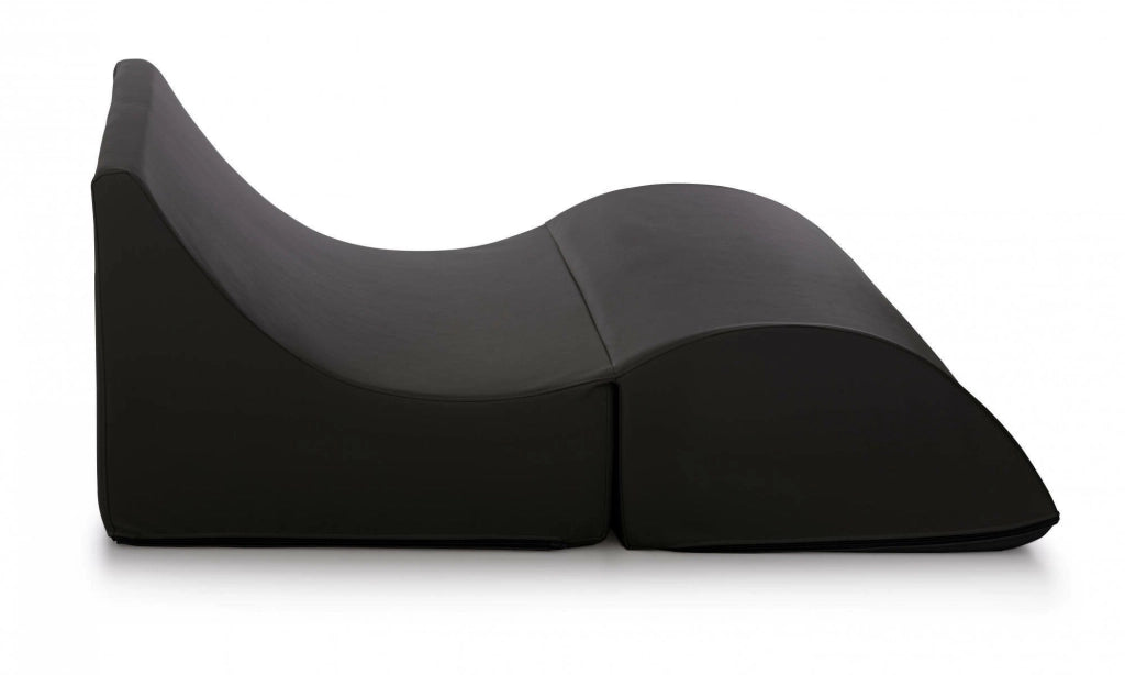 Letto pieghevole Amorina, Pouf trasformabile in letto matrimoniale, 100% Made in Italy, Pouf trasformabile in una chaise longue in ecopelle, cm 100x200h70, Nero