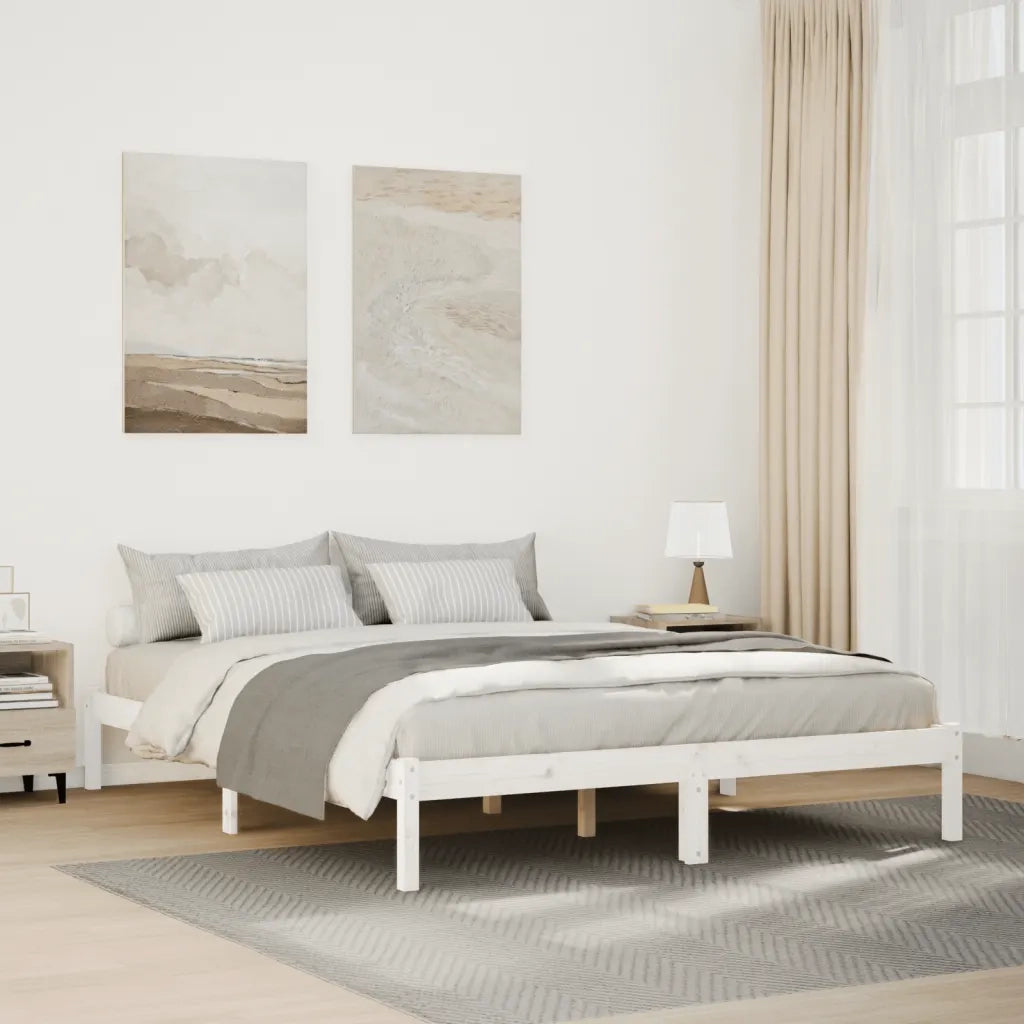 Letto matrimoniale | Letto per adulti | Letto Extra Lungo senza Materasso Bianco 180x200 cm in Pino
