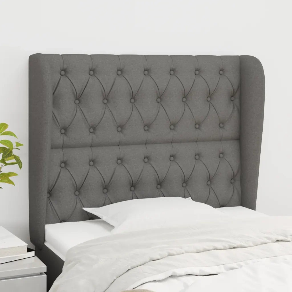Testiera | Testata ad Orecchio Grigio Scuro 93x23x118/128 cm in Tessuto