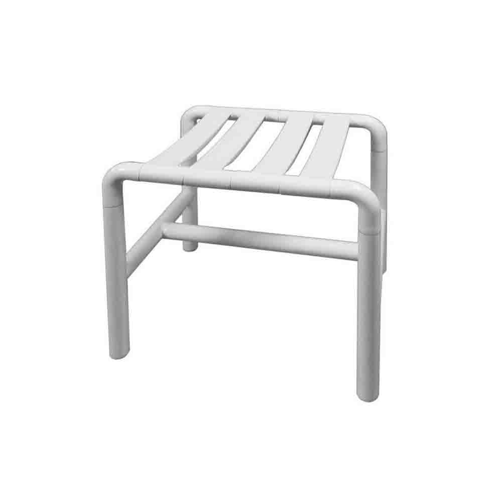 Sgabello doccia h 43 alluminio rivestito in nylon bianco