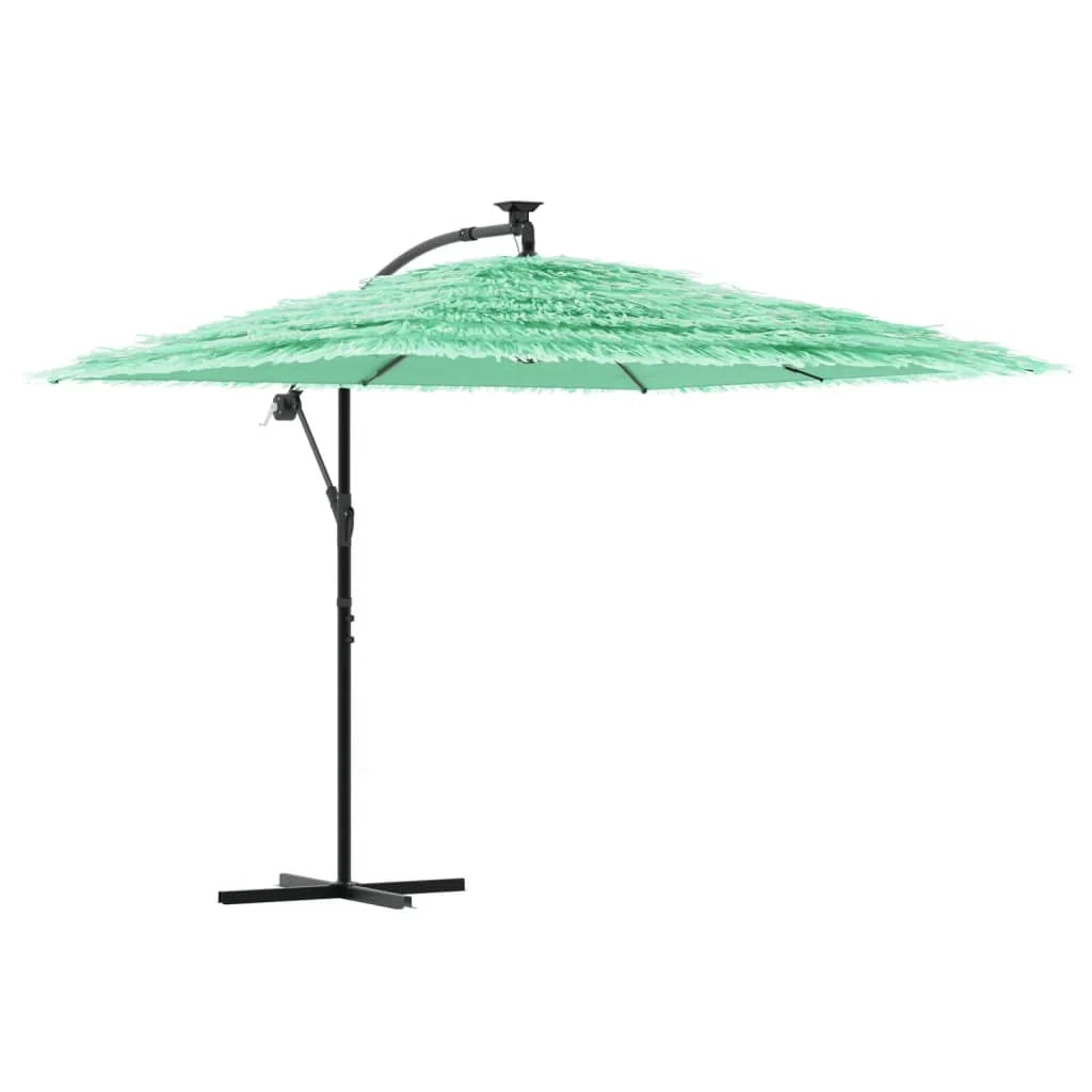 Ombrellone da giardino quadrato con palo in acciaio 269 x 269 x 235 cm apertura facilitata stile contemporaneo poliestere verde 02_0056380