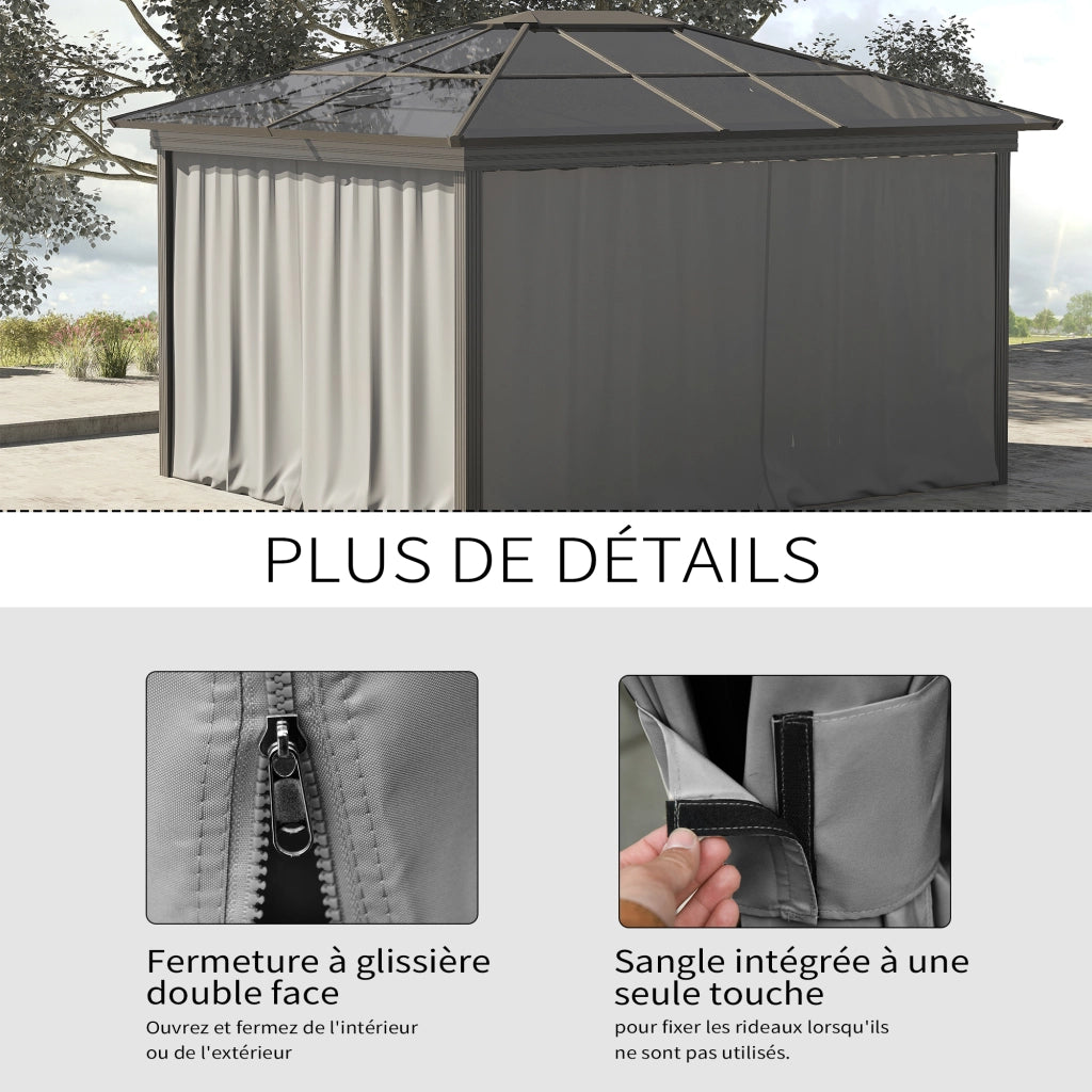 Pavillon da giardino 4 paroi ¨C zephmum ¨C grigio chiaro 300x300 cm