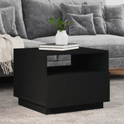Tavolino da Soggiorno con Luci LED-Tavolino da Salotto-Tavolo Nero 50x49x40 cm