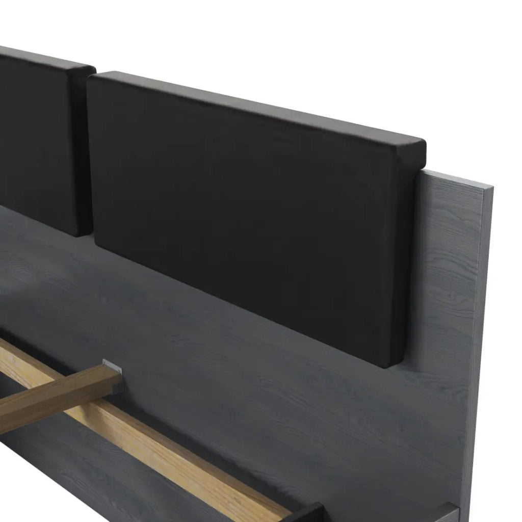 Letto matrimoniale 160x200 con cassetti integrati - Collezione FLOYD. Colore grigio effetto legno.
