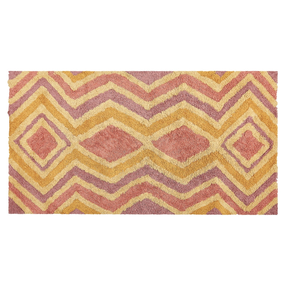Tappeto multicolore 80 x 150 cm cotone fatto a mano motivo geometrico soggiorno camera da letto