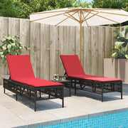 Lettini prendisole 2 pz con Tavolino in Polyrattan Marrone 4002753