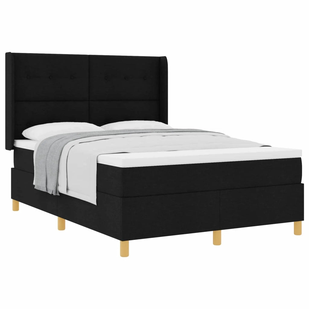 Letto a molle con materasso Nero 140 x 190 cm Tessuto