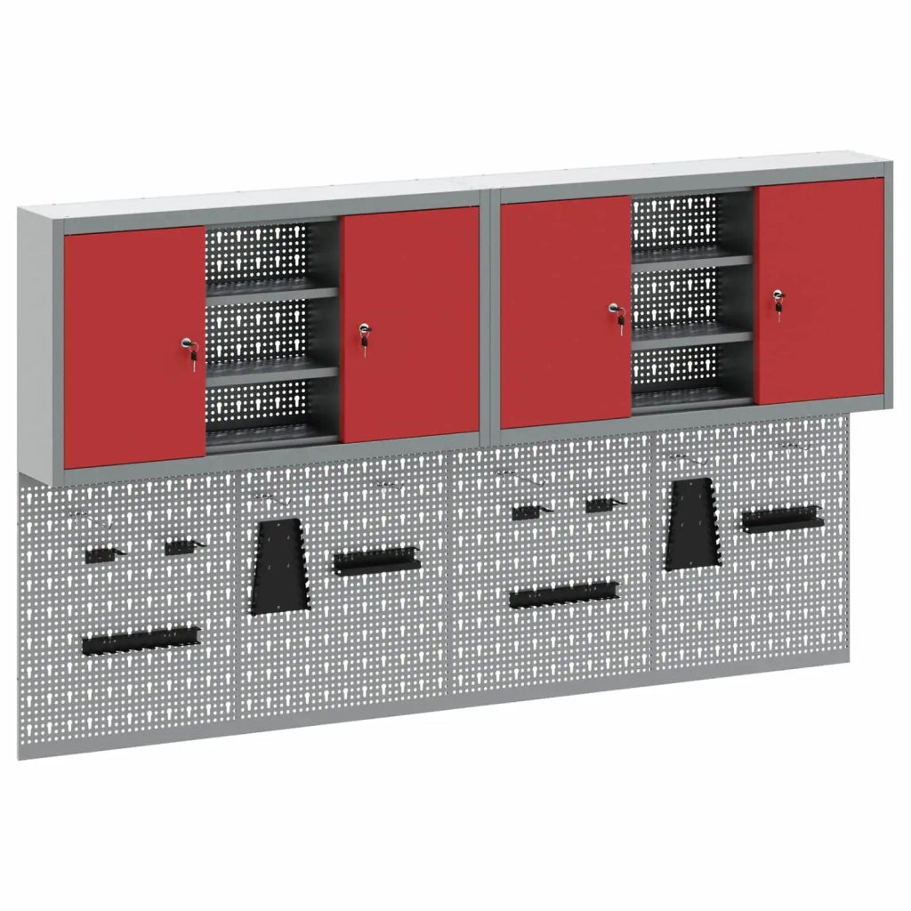 Set di armadi per attrezzi con lo scaffale 6 pcs Rosso 3321409
