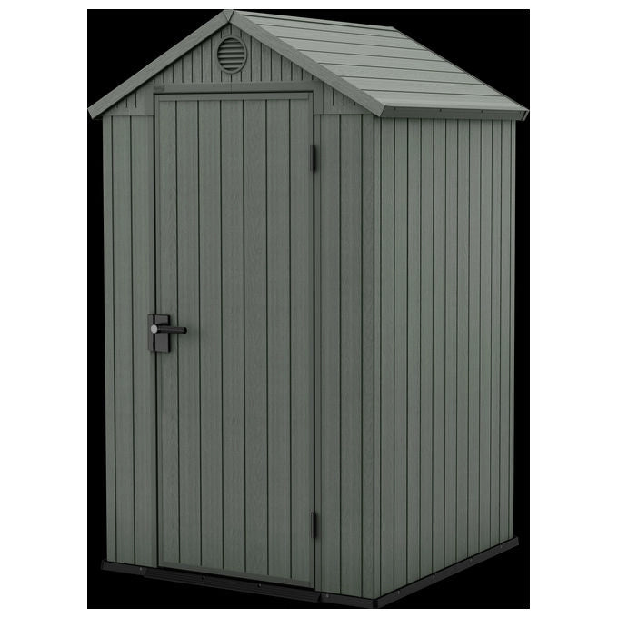 Keter 259037 Darwin 4x4 Casetta da Giardino in Resina EVOTECH+ Pavimento Incluso Tetto a Due Spioventi 75 Kg-m² colore Verde