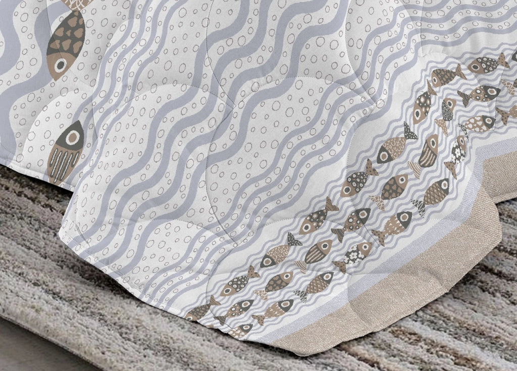 Trapuntino Piumino Estivo 100gr Linea Pensieri Delicati Disegno Pesciolini - Matrimoniale - Beige