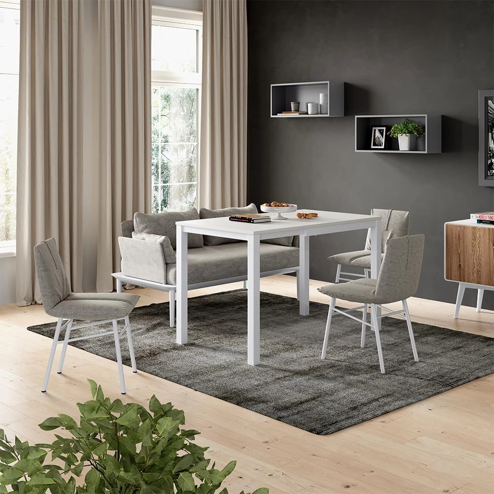 Tavolo da pranzo Granny, Bianco, 120 x 70 cm Estensibile, con funzione di estensione per lunghezze del tavolo variabili