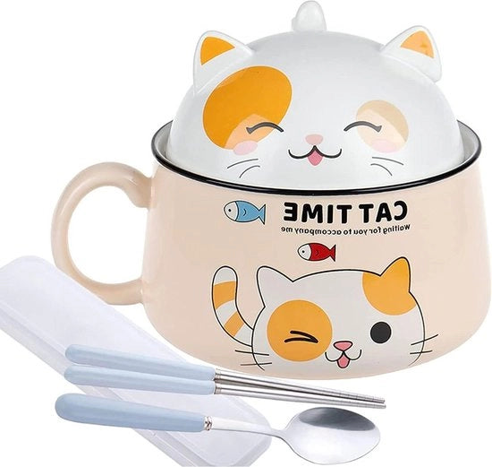 Bowl per ramen coppe con coperchio e manico 1020 ml ceramica per zuppa di noodles pasta dessert scatola per picnic