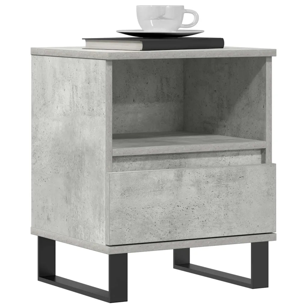 Comodino Grigio Cemento 40x35x50 cm in Legno Multistrato 830644