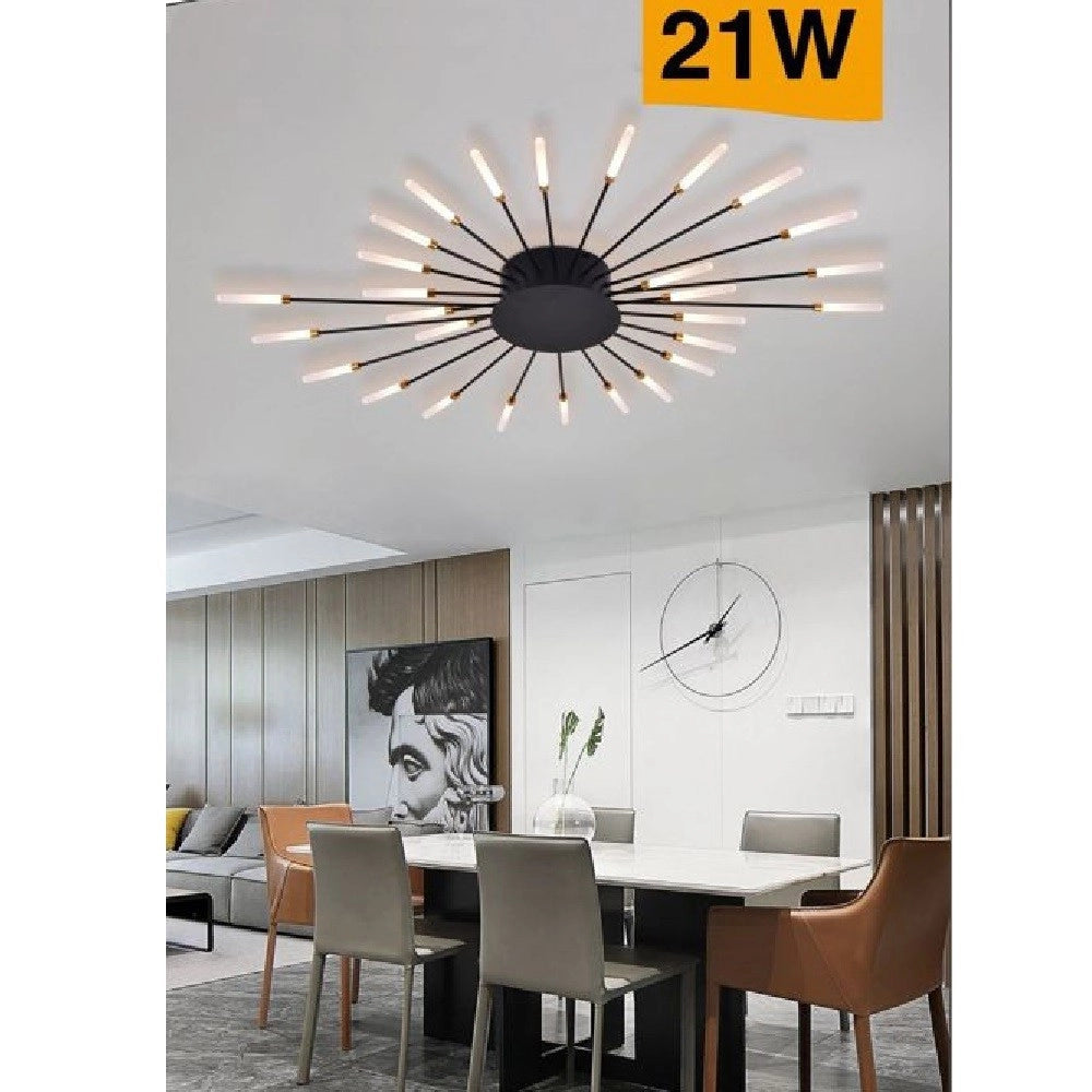 Trade Shop - Plafoniera Led Moderna 21 W Lampada Soffitto A Raggi Luce 6500k 3000k 4000k C33 - -bianco Caldo      -