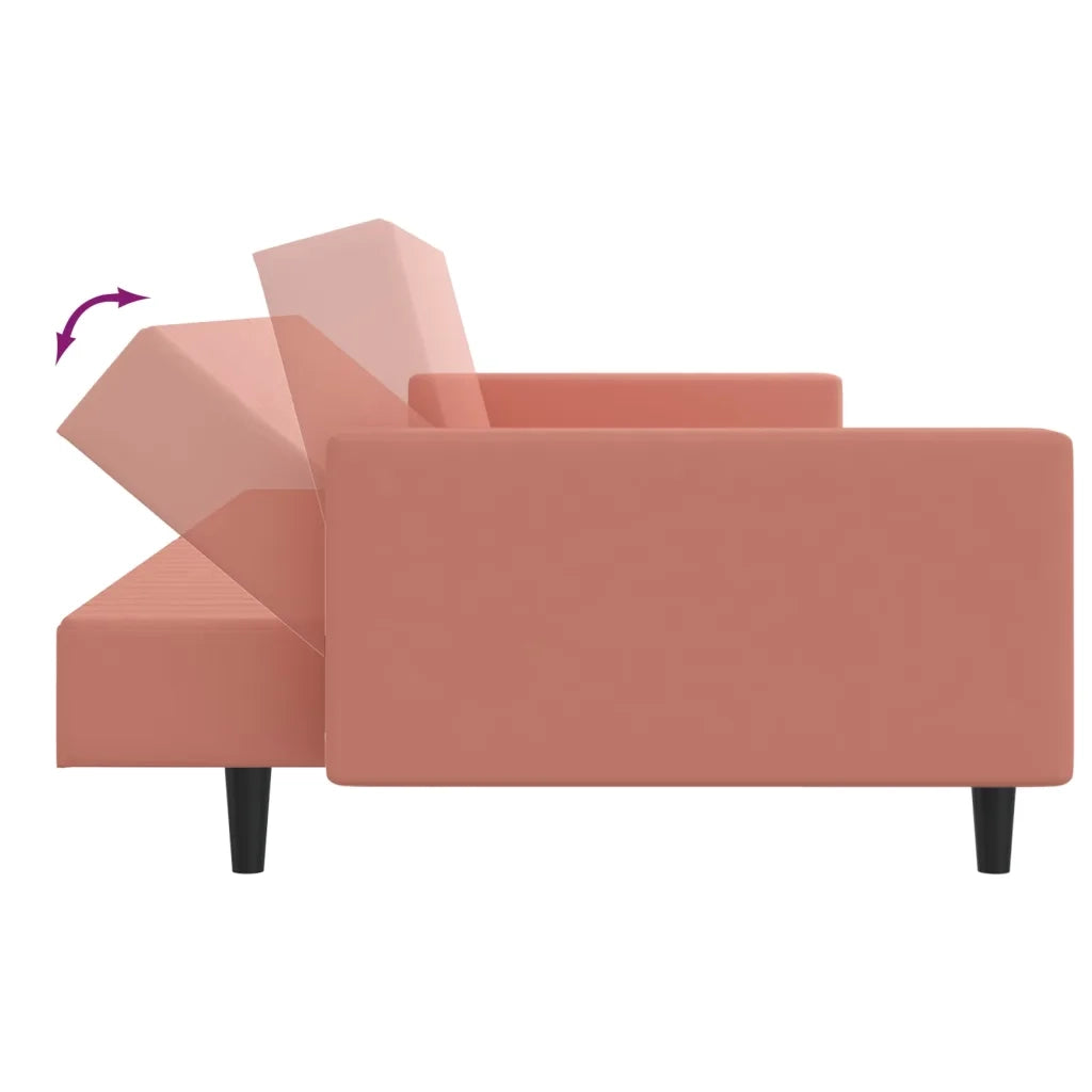Divano Letto a 2 Posti Rosa in Velluto