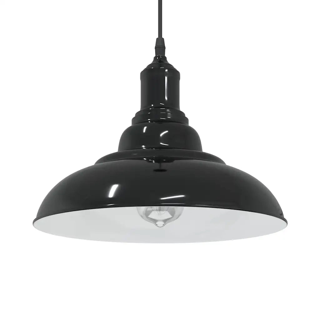 Lampada a Sospensione Regolabile E27 Nero Lucido ?31 cm Metallo CFW4431406
