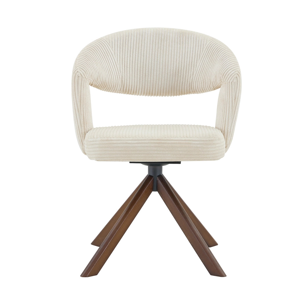 Sedie da Pranzo Girevoli Retro Set 2 ¨C MINIMAL ¨C Crema, Gambe in Legno Massello Noce