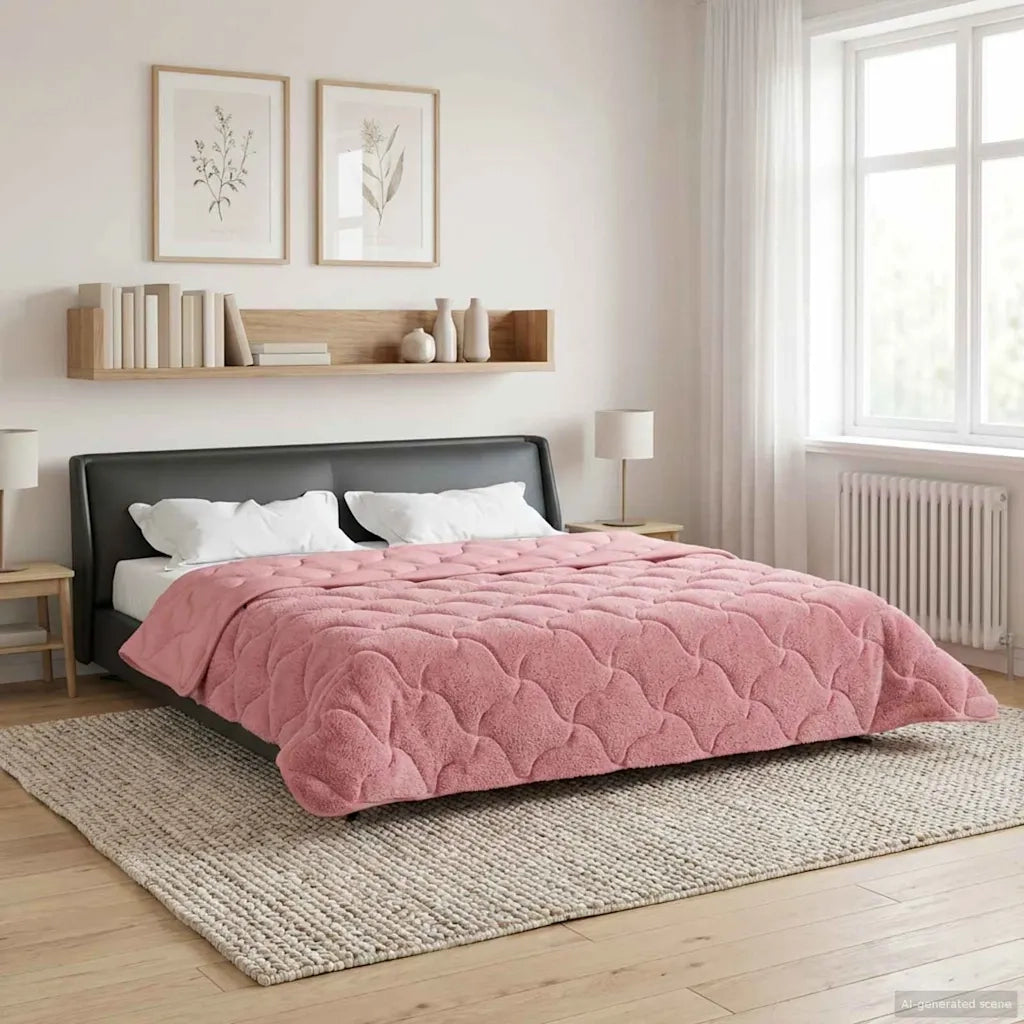 Piumone | Duvet Estivo Rosa 220 x 240 cm Microfibra e Fleece Teddy