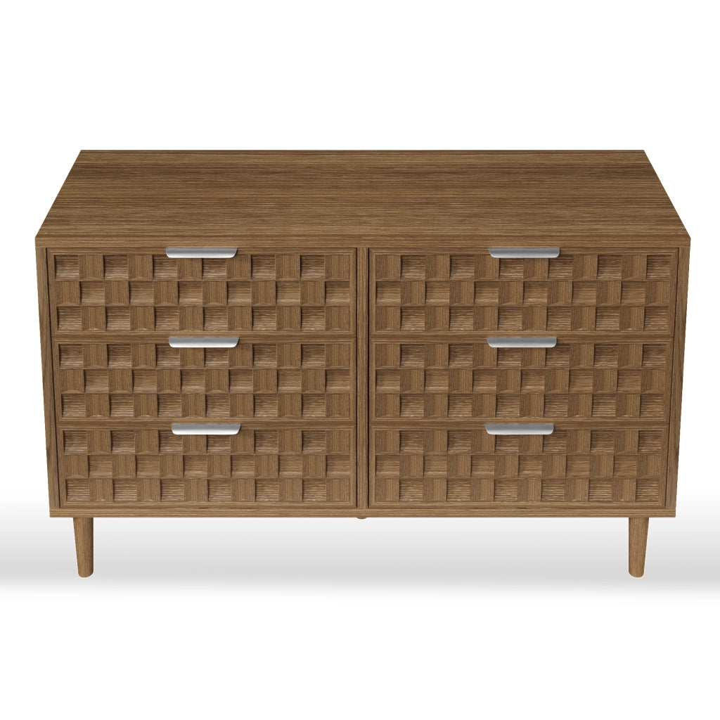 Credenza con 6 cassetti - per soggiorno - in MDF - 120×37×77 cm - rovere