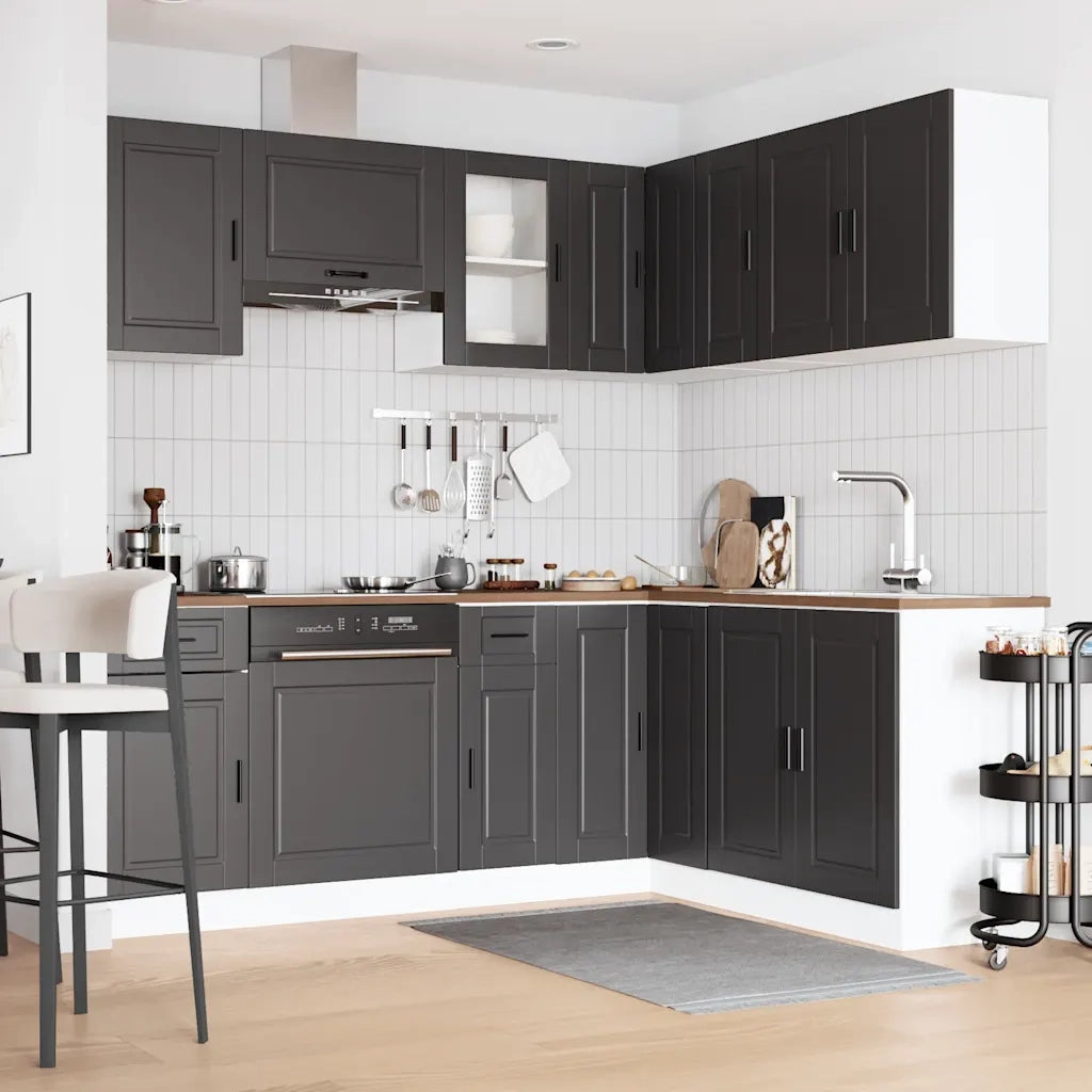 Set Mobili da Cucina 11 pz Porto Neri Legno Multistrato 3314962