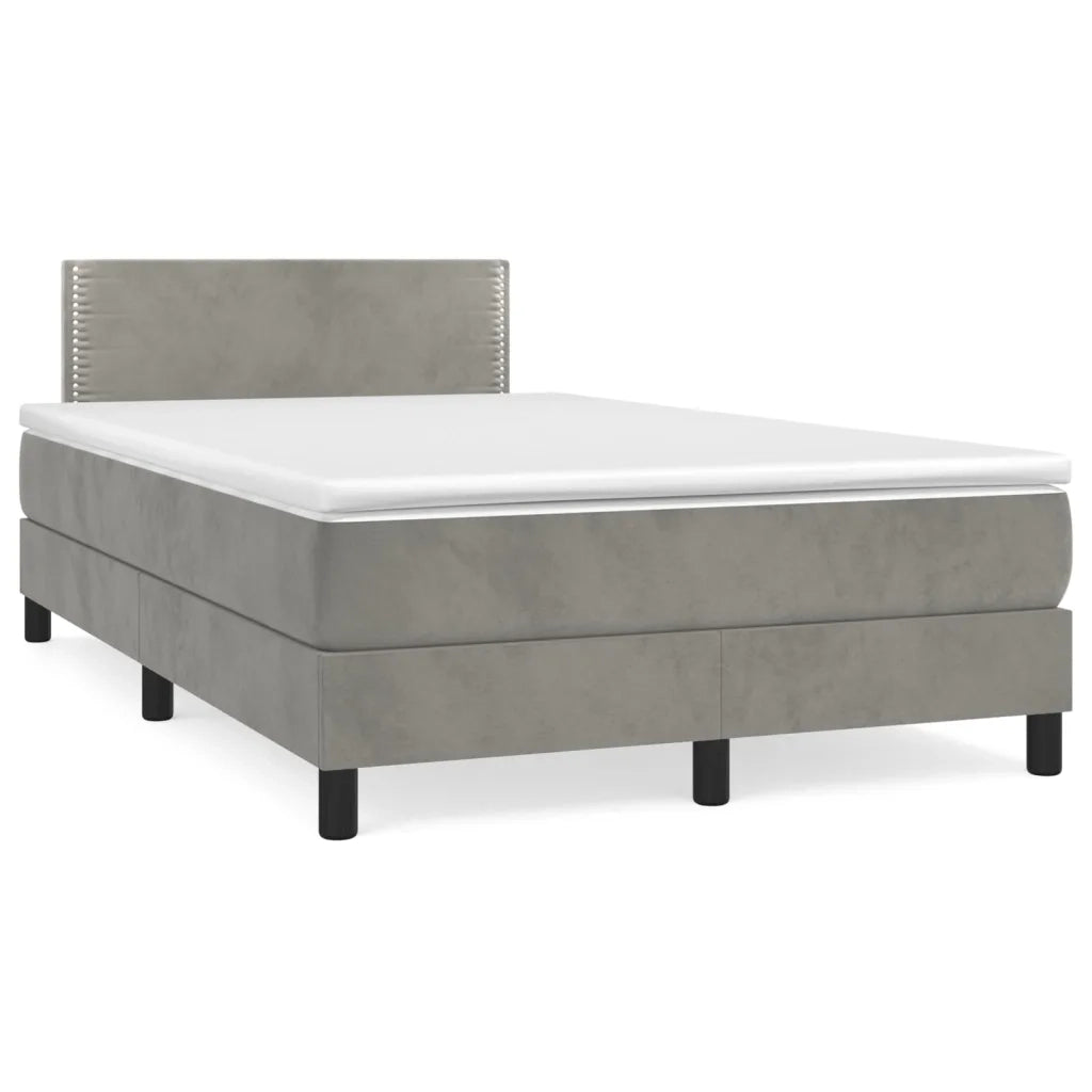 Giroletto a Molle con Materasso Grigio Chiaro 120x200cm Velluto 3141233