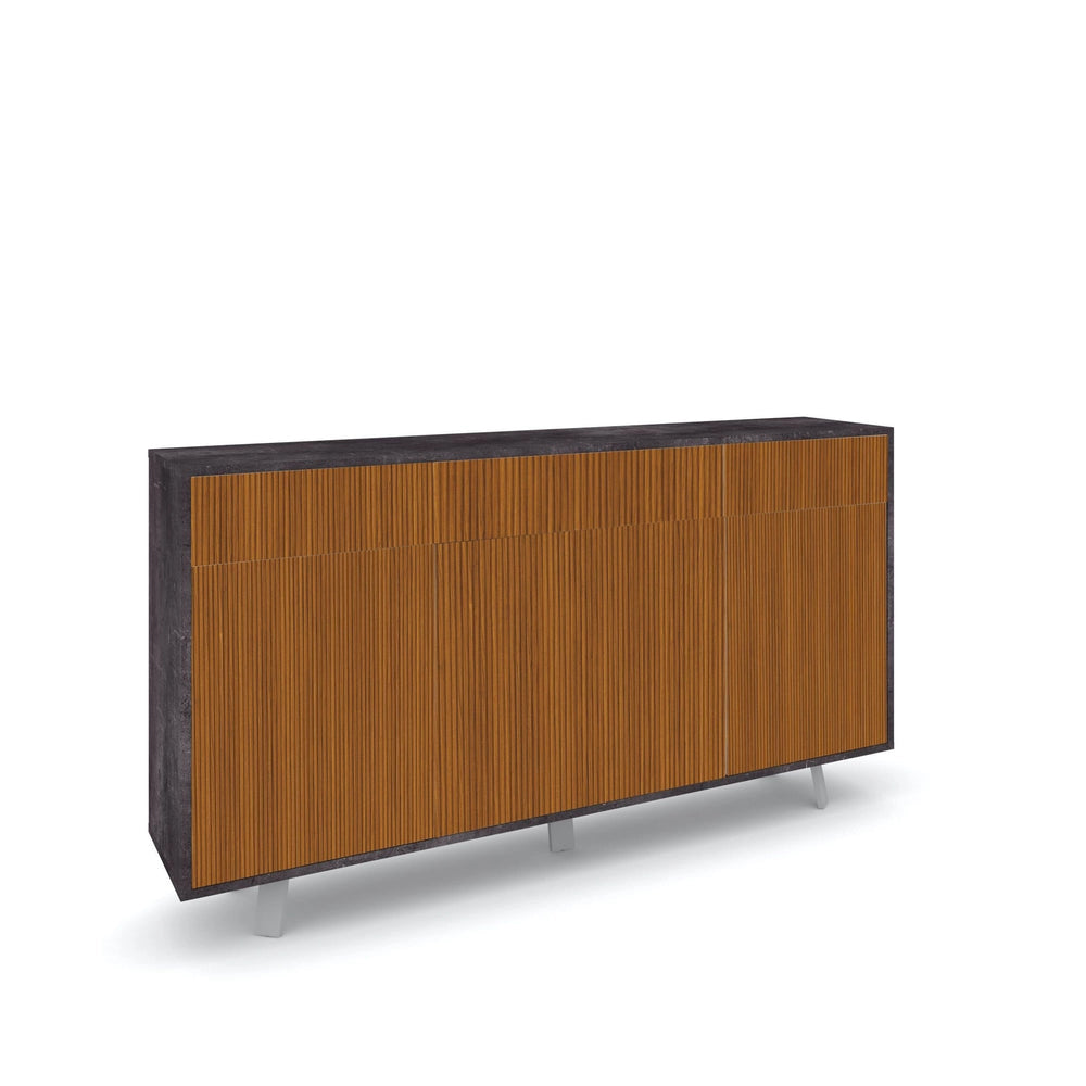 Mobile Soggiorno 3 Ante 3 Cassetti 164x41 h92cm Ossido Nero Rovere Dogato