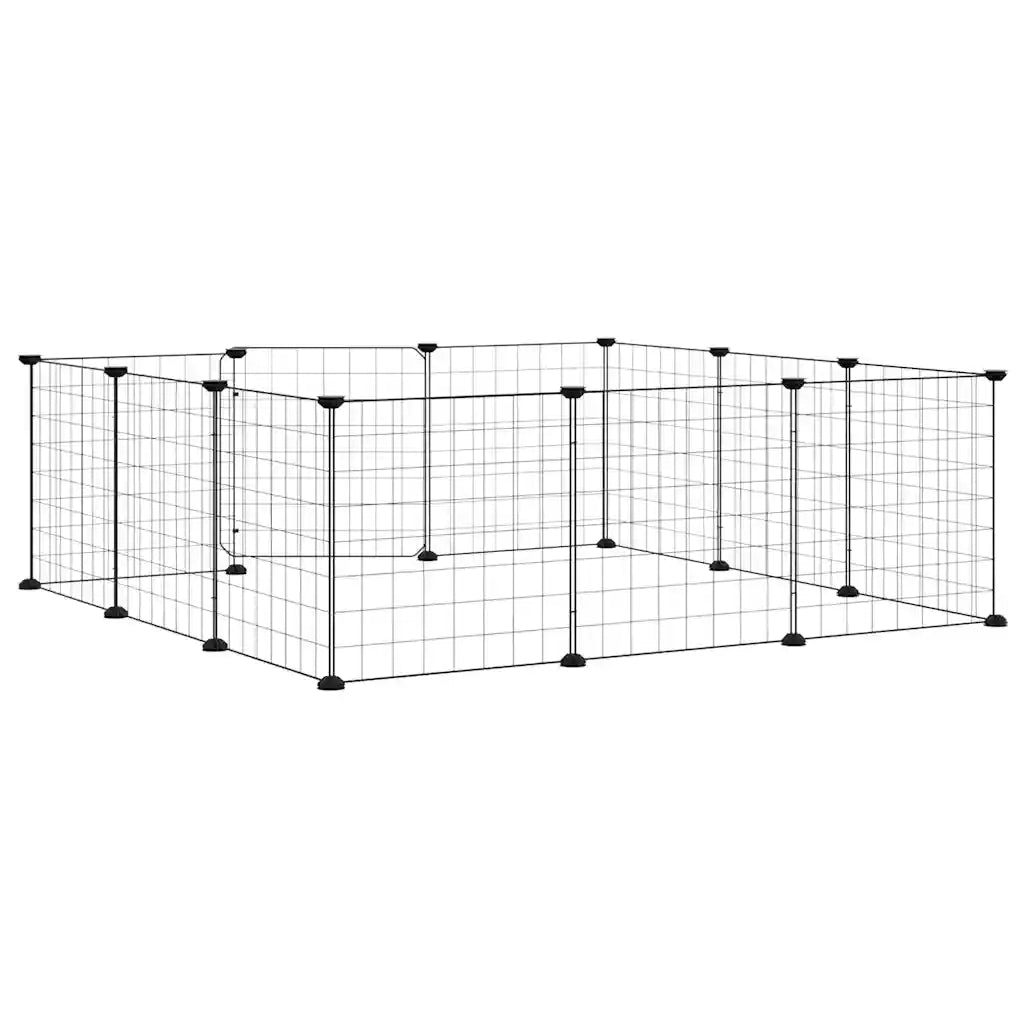 Gabbia per animali domestici a 12 pannelli con porta nera 35x35 cm in acciaio 171623