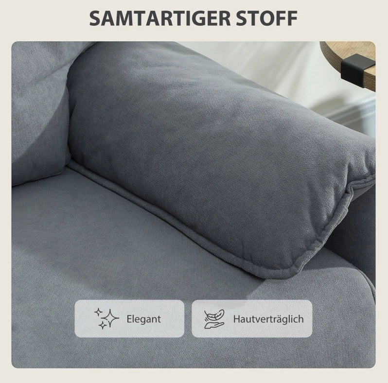 Divano 2 posti grigio 127 cm con gambe in metallo