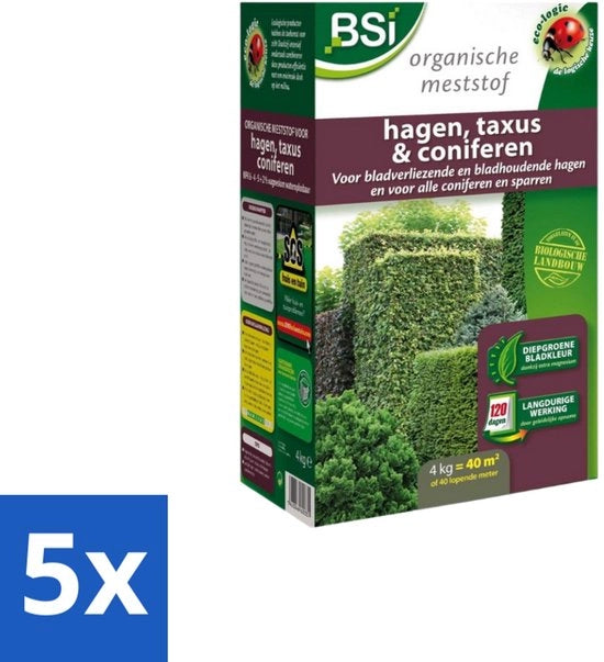 Materiale per il giardinaggio - Fertilizzante per Taxus e Conifere - Crescita rapida e foglie azzurre - 4 kg (40 m²) - Confezione in bulk - 5 pezzi