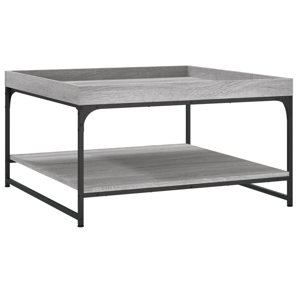 Tavolino Grigio Sonoma 80x80x45 cm in Legno Multistrato e Ferro 832816