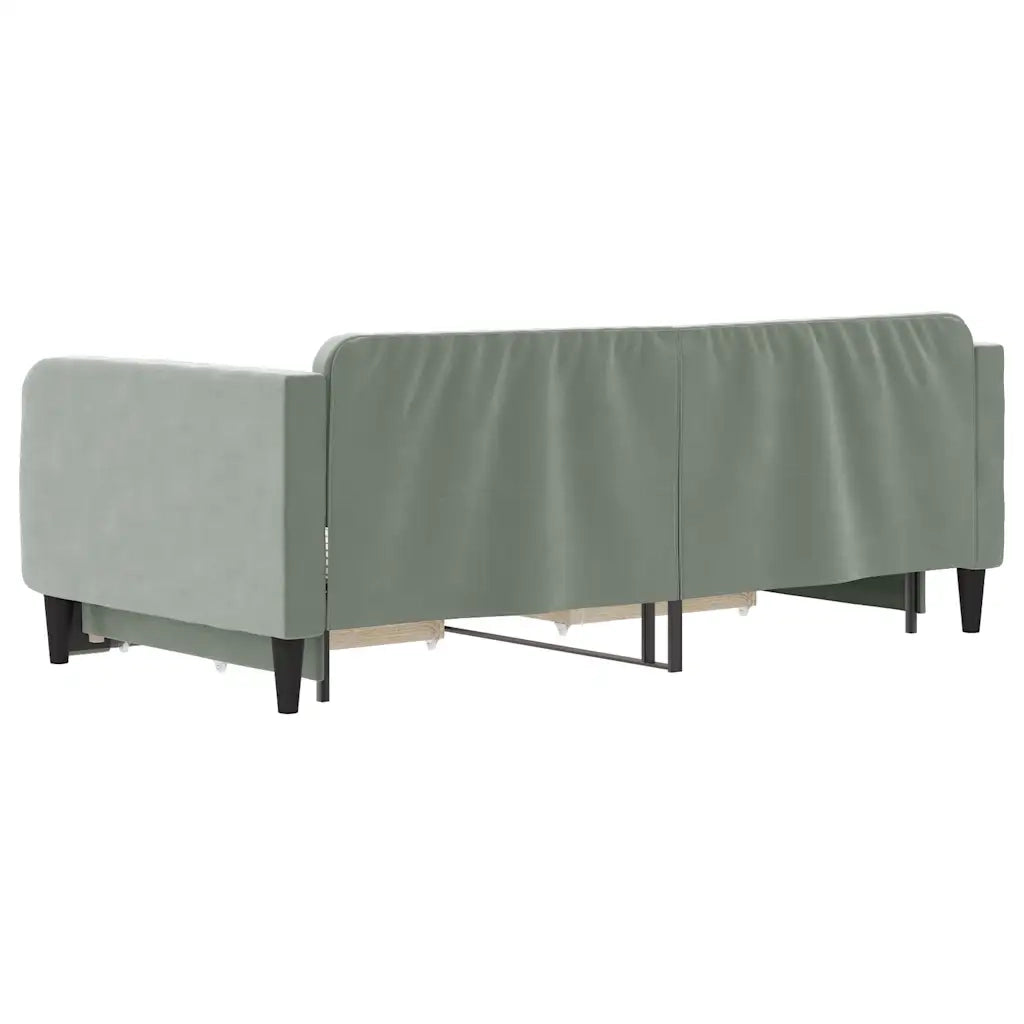 Divano Letto Estraibile Cassetti Grigio Chiaro 100x190 Velluto 3197163