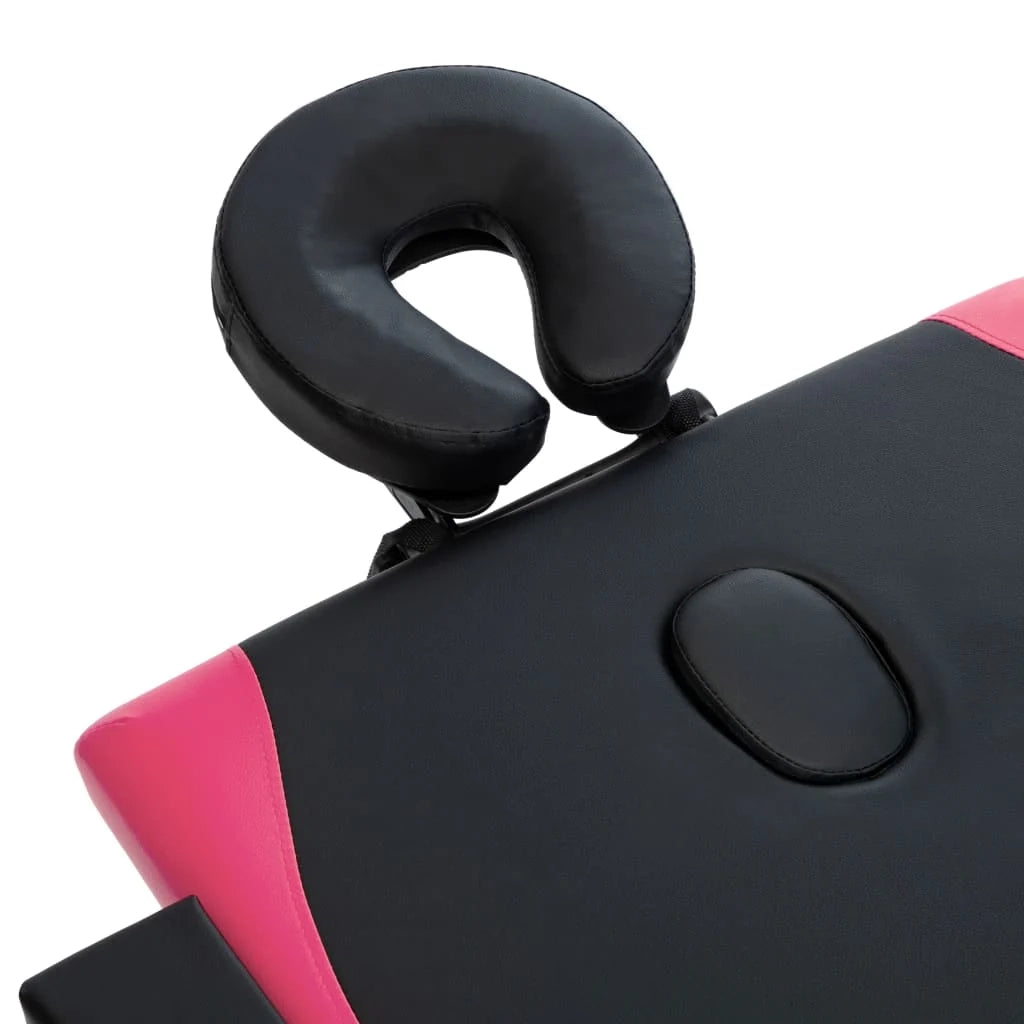 Lettino da massaggio pieghevole a 4 zone in legno nero e rosa 02_0001858